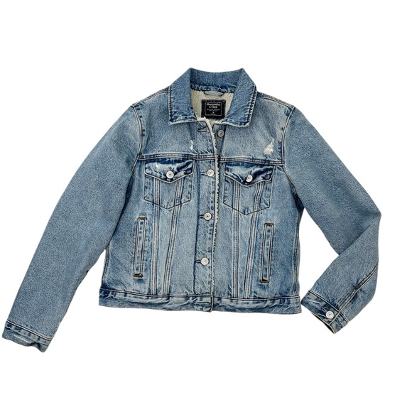 Abercrombie Fitch Sherpa-Lined Denim Jacket - Picture 1 of 11